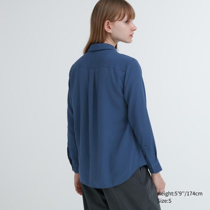 blusa con mangas de rayón uniqlo para mujer color rosa