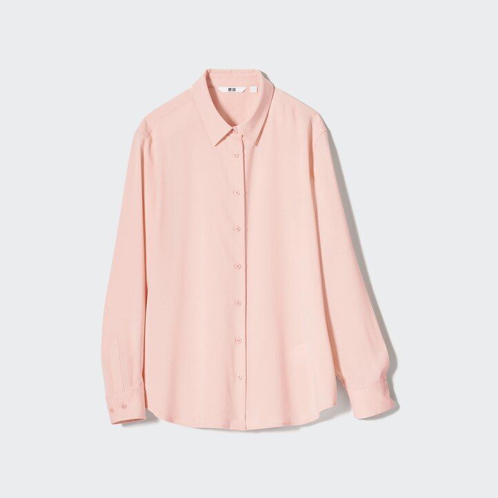 blusa con mangas de rayón uniqlo para mujer color rosa