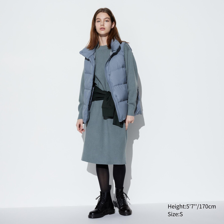 vestido uniqlo verde con mangas lisas de hilo soufflé para mujer