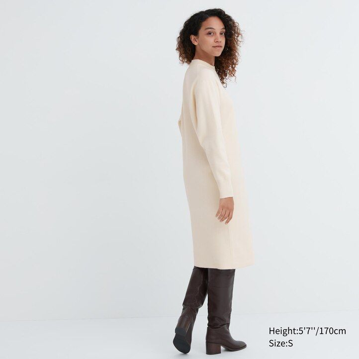 vestido uniqlo verde con mangas lisas de hilo soufflé para mujer