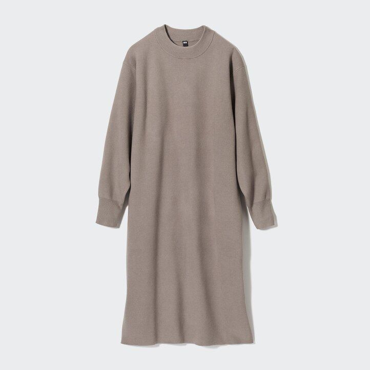vestido uniqlo verde con mangas lisas de hilo soufflé para mujer