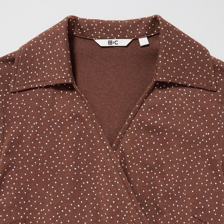 vestido cruzado con mangas estampadas de uniqlo marrón para mujer