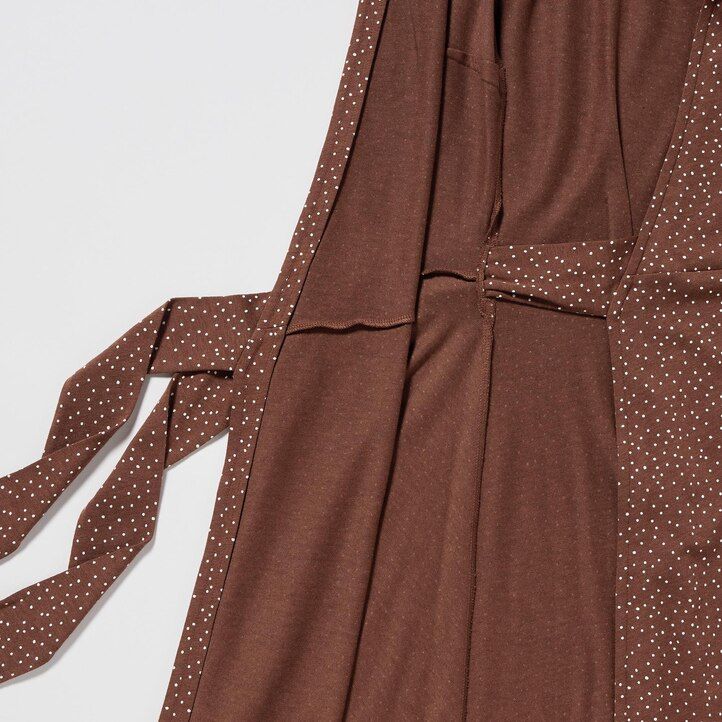 vestido cruzado con mangas estampadas de uniqlo marrón para mujer