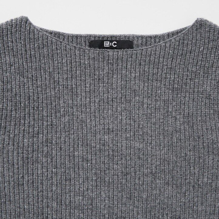 vestido de punto con mangas y cuello barco para mujer de uniqlo color negro