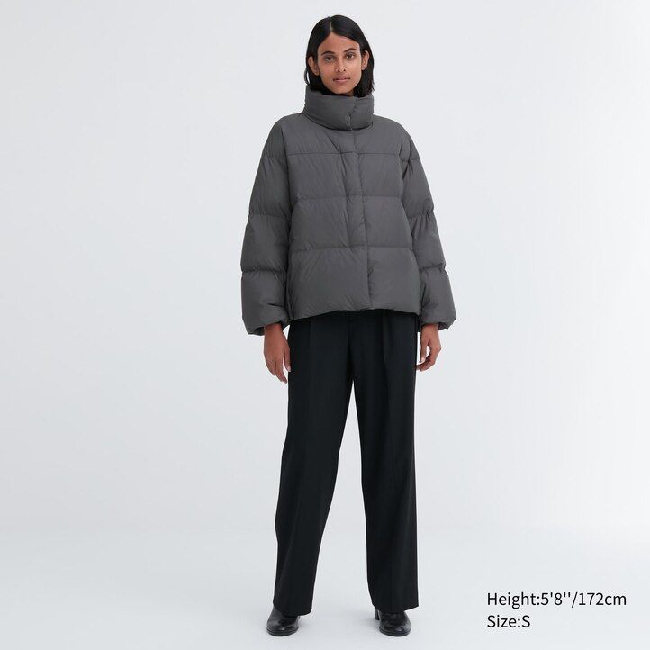 chaquetas de plumón nanodiseñado uniqlo powder soft de color gris para mujer