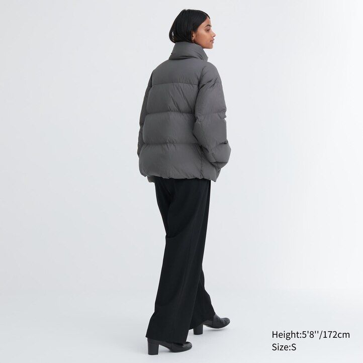 chaquetas de plumón nanodiseñado uniqlo powder soft de color gris para mujer