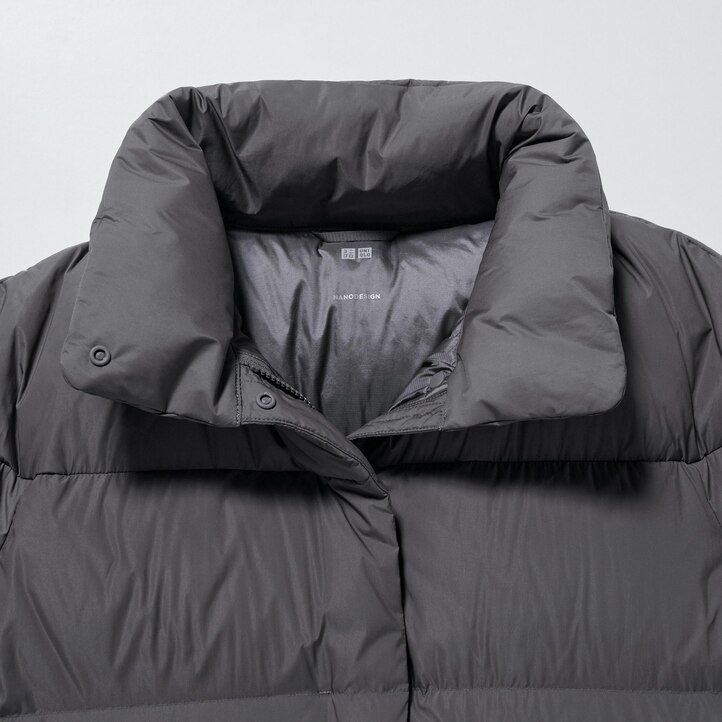 chaquetas de plumón nanodiseñado uniqlo powder soft de color gris para mujer