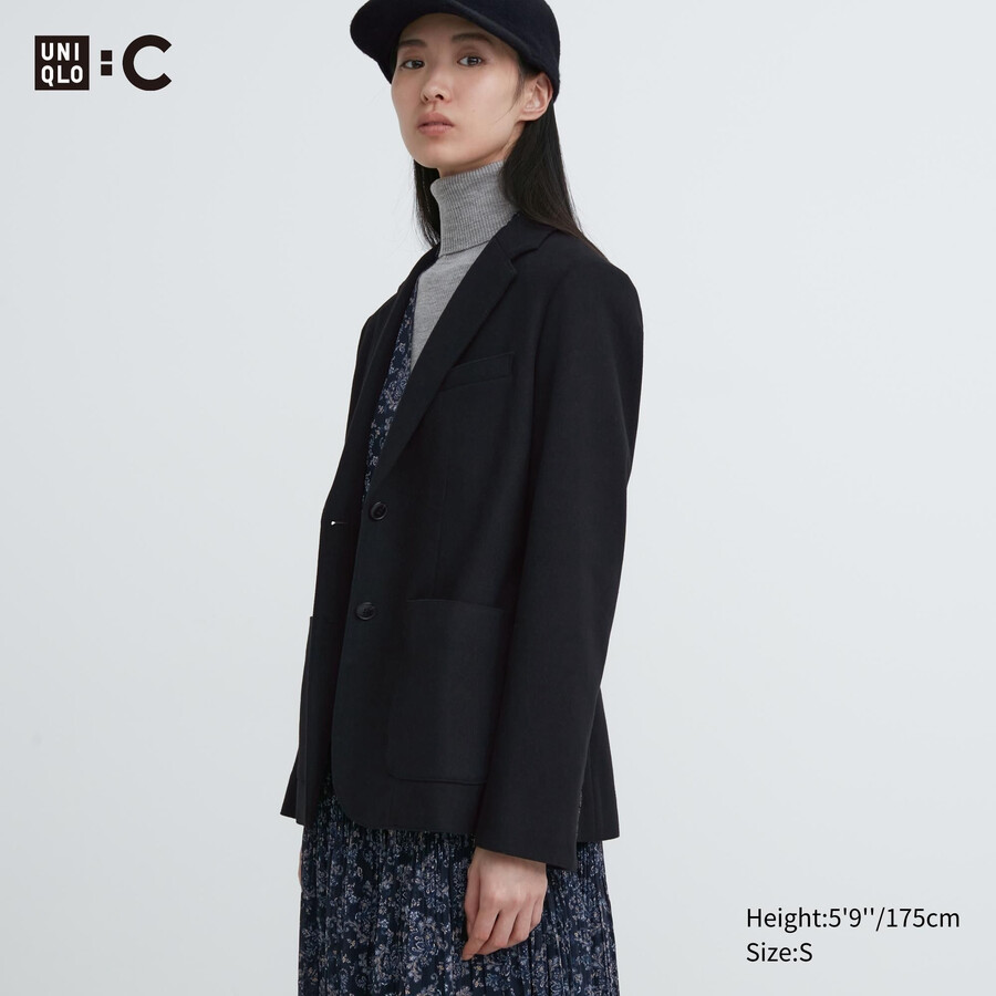 chaquetas de jersey cepillado uniqlo para mujer color negro