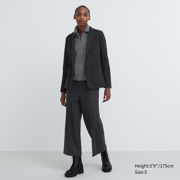 chaquetas de jersey cepillado uniqlo para mujer color negro