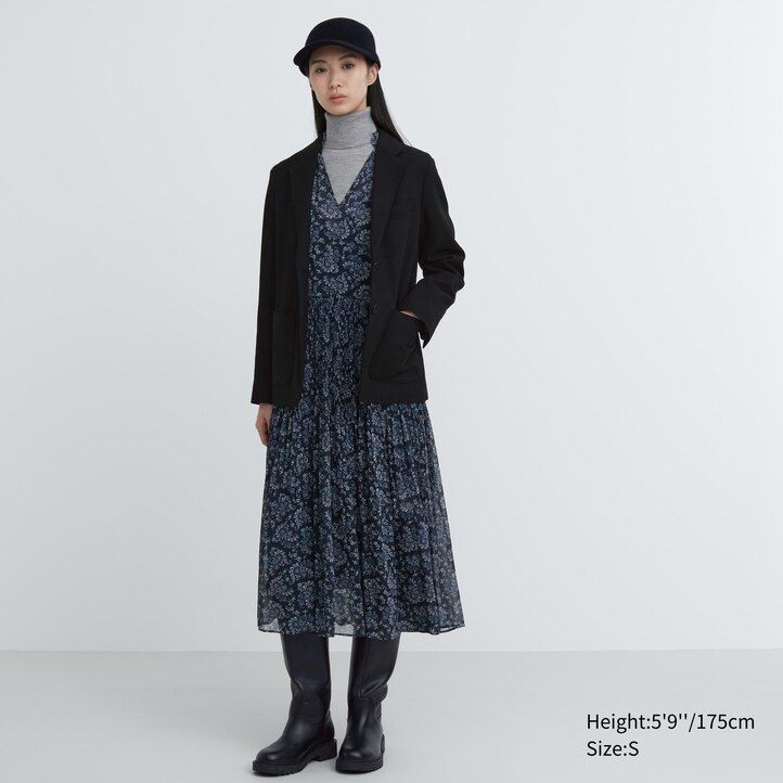 chaquetas de jersey cepillado uniqlo para mujer color negro