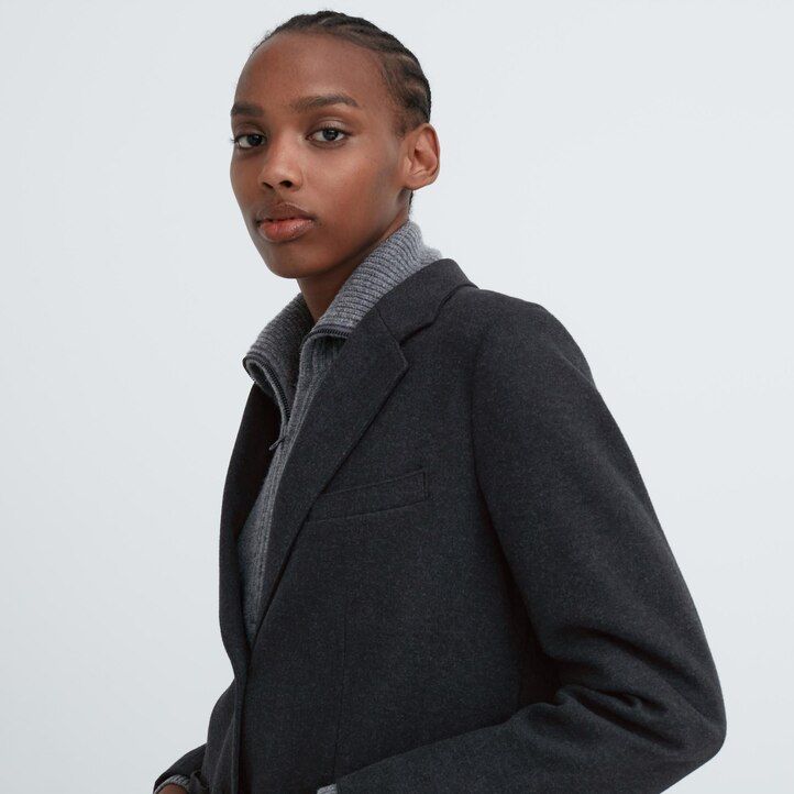 chaquetas de jersey cepillado uniqlo para mujer color negro