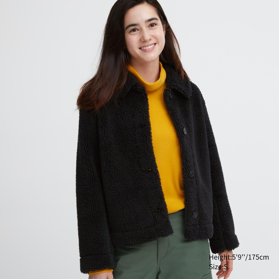 chaquetas de forro polar uniqlo pile lined para mujer color negro