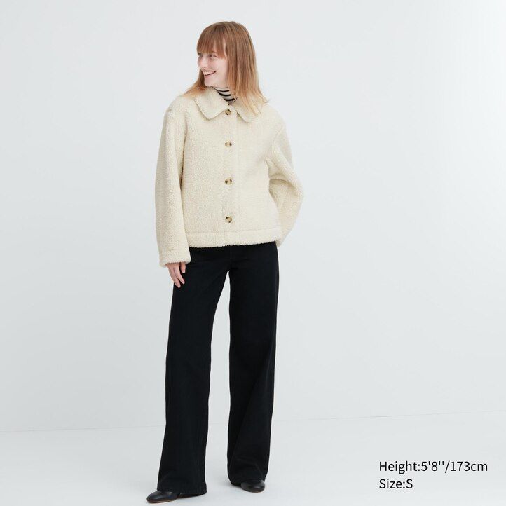 chaquetas de forro polar uniqlo pile lined para mujer color negro
