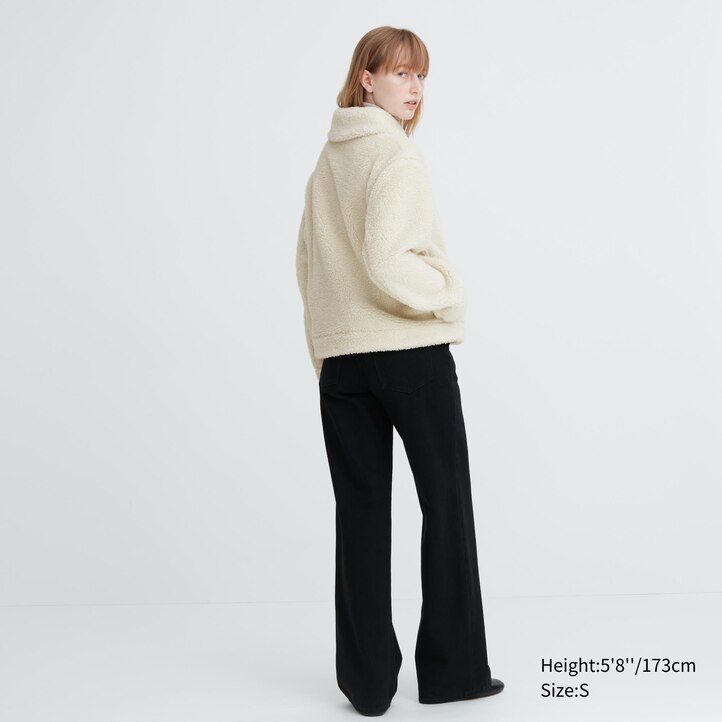 chaquetas de forro polar uniqlo pile lined para mujer color negro
