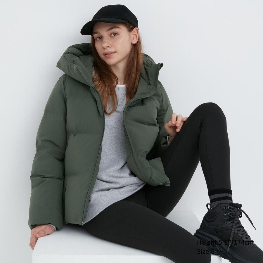 chaquetas de plumón sin costuras uniqlo para mujer color oliva