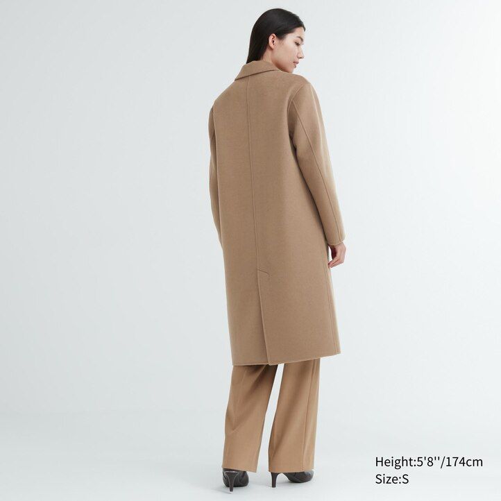 chaquetas de mezcla de lana uniqlo para mujer en beige