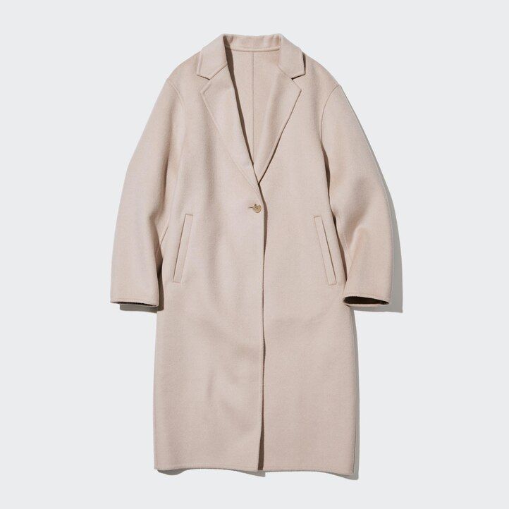 chaquetas de mezcla de lana uniqlo para mujer en beige