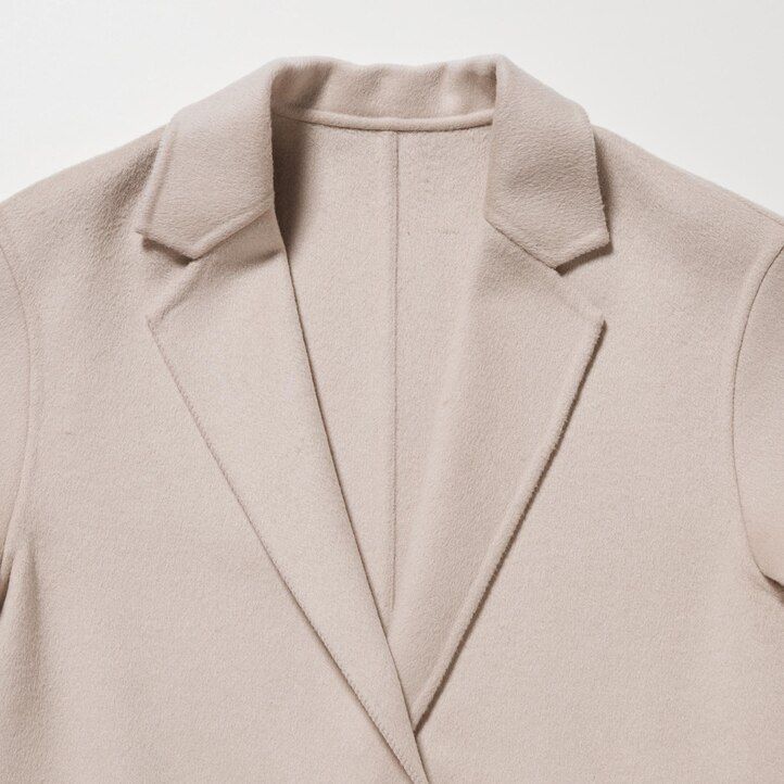 chaquetas de mezcla de lana uniqlo para mujer en beige