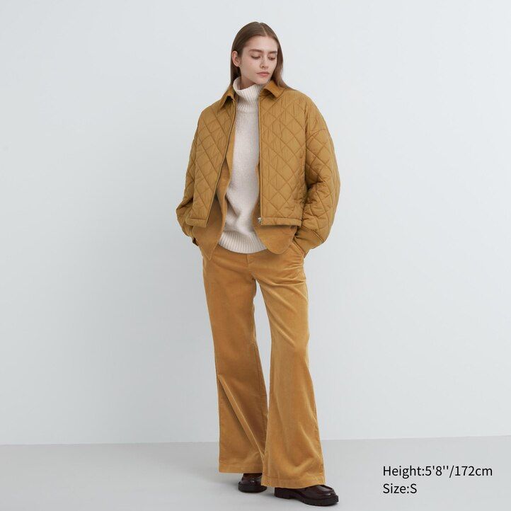 chaqueta acolchada cálida uniqlo marrón para mujer