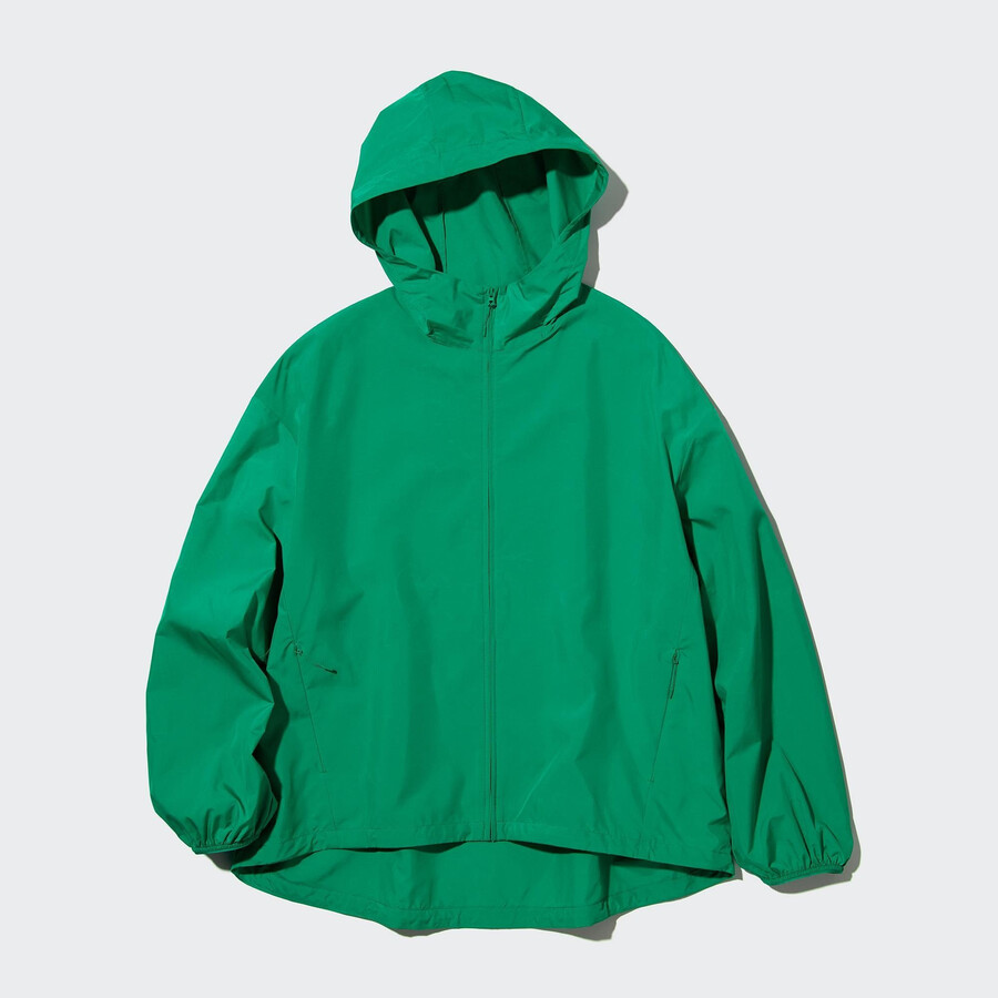 chaquetas uniqlo con bolsillo y protección uv para mujer color verde
