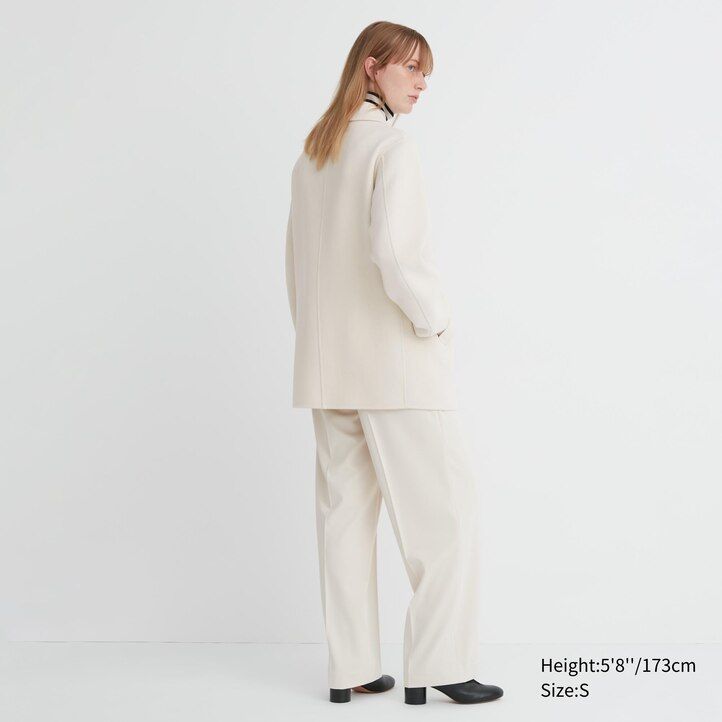 chaquetas de mujer de mezcla de lana uniqlo grises
