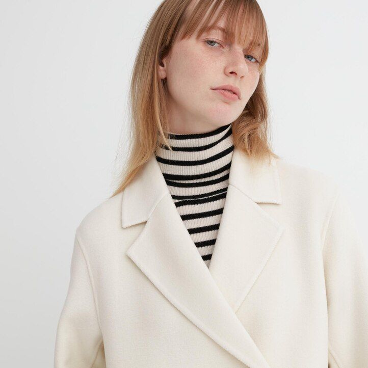 chaquetas de mujer de mezcla de lana uniqlo grises