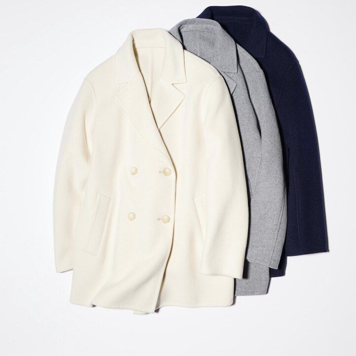 chaquetas de mujer de mezcla de lana uniqlo grises