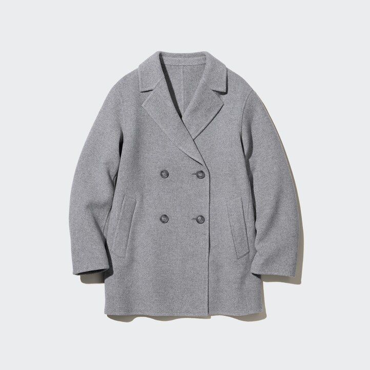 chaquetas de mujer de mezcla de lana uniqlo grises
