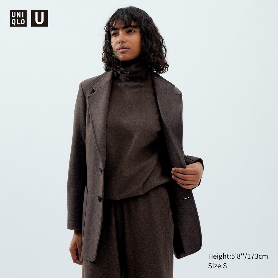 chaquetas de punto uniqlo en marrón oscuro para mujer