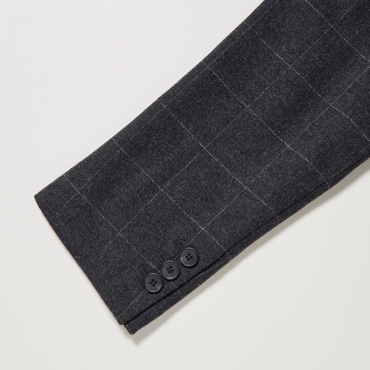 chaquetas de cuadros de botonadura sencilla uniqlo para mujer en gris oscuro