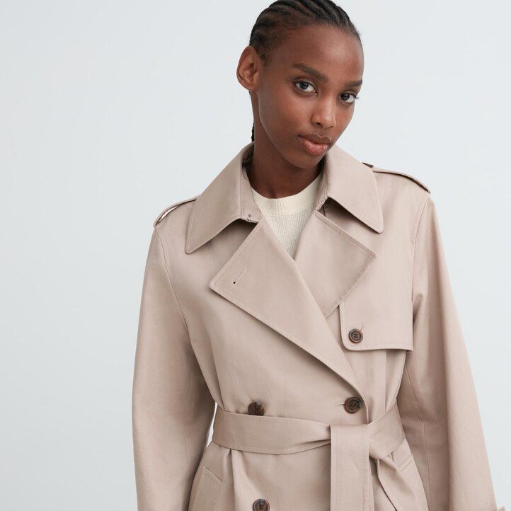 chaquetas uniqlo trench para mujer azul marino