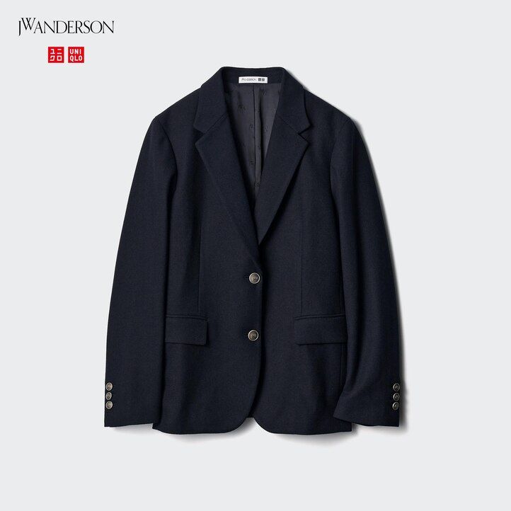 chaquetas de botonadura sencilla uniqlo para mujer en azul marino
