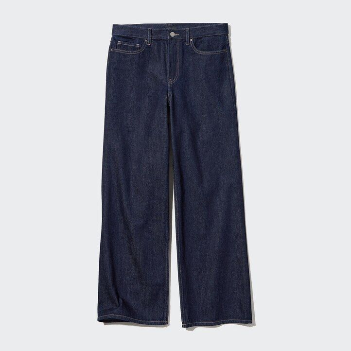 vaqueros holgados de tiro bajo uniqlo para mujer en azul