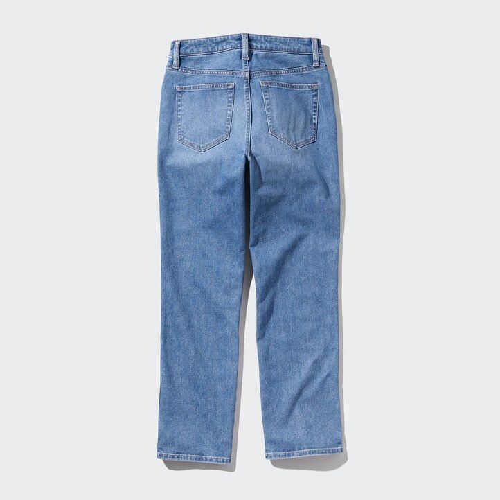 vaqueros ajustados de pierna recta y largo hasta el tobillo uniqlo para mujer color azul marino