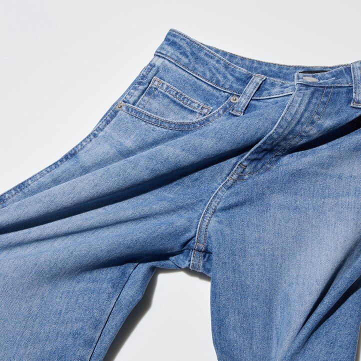 vaqueros ajustados de pierna recta y largo hasta el tobillo uniqlo para mujer color azul marino