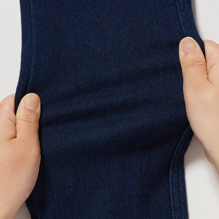 vaqueros cortos de tiro alto y ultraelásticos uniqlo para mujer en azul