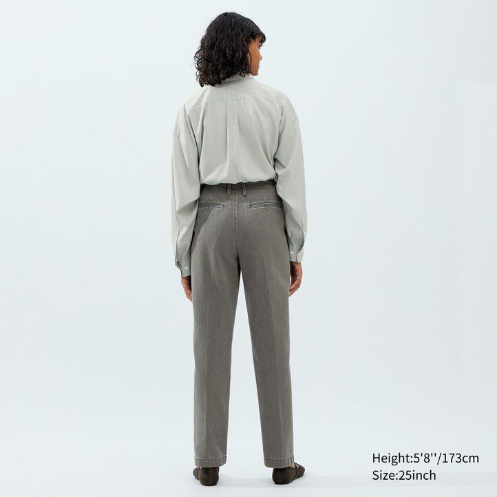 vaqueros rectos uniqlo para mujer gris oscuro