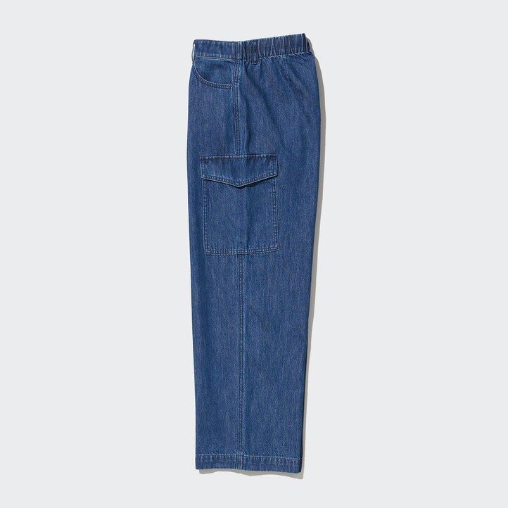 vaqueros uniqlo denim wide legrgo para mujer en azul