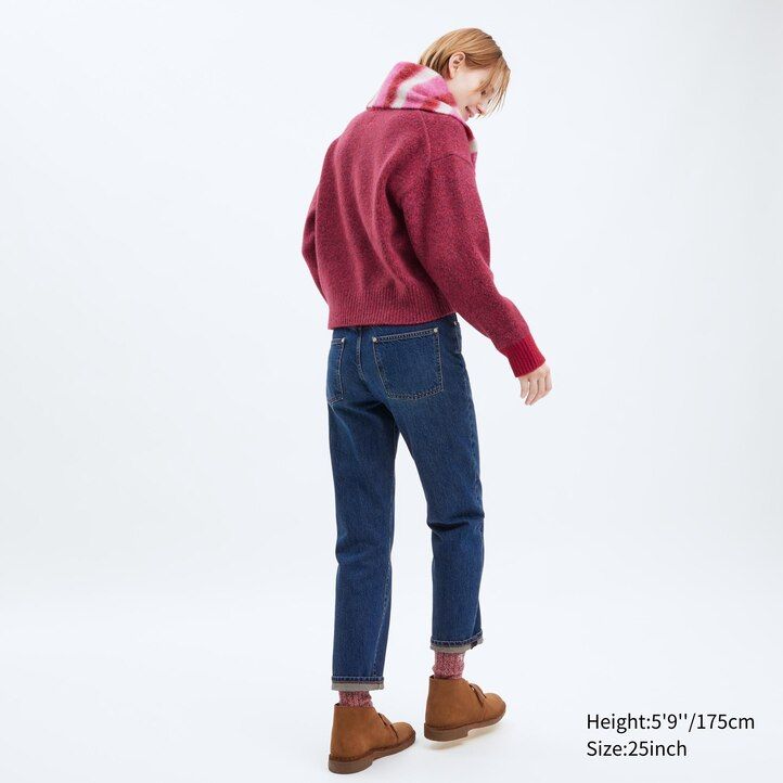 vaqueros ajustados de pierna recta uniqlo para mujer color gris oscuro