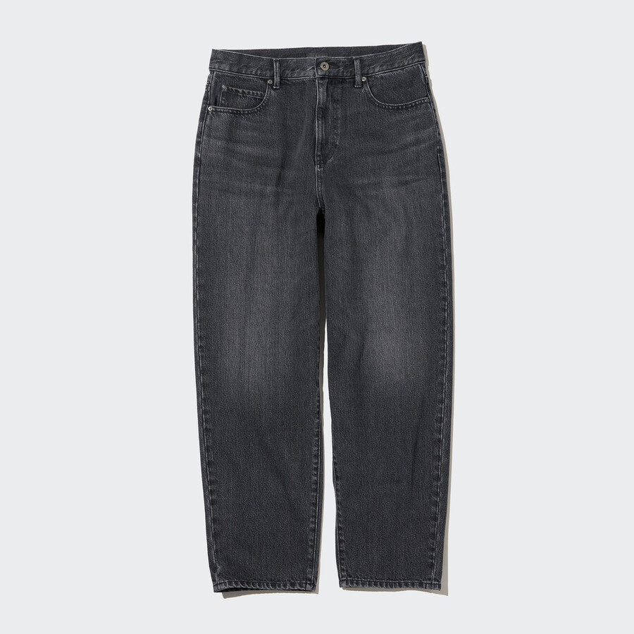 vaqueros uniqlo de pierna ancha y corte cónico para mujer color gris