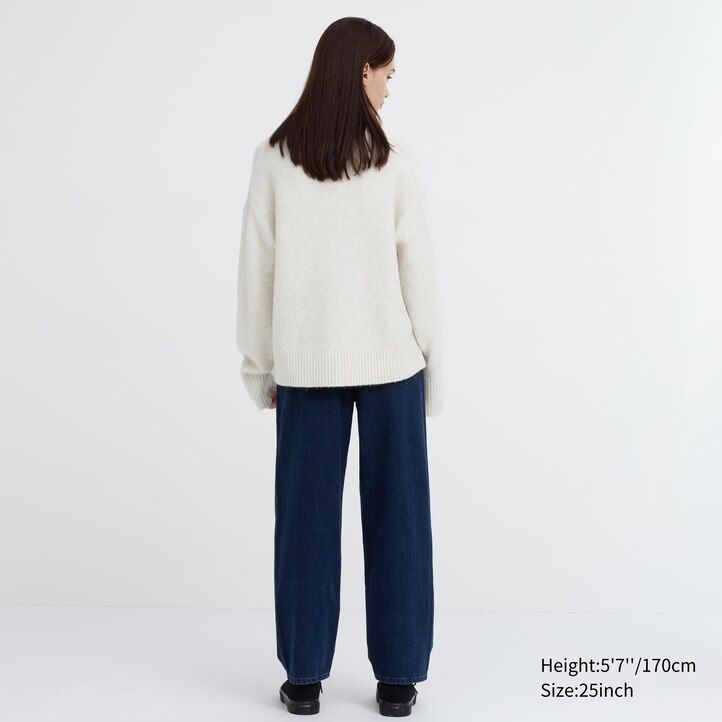vaqueros uniqlo de pierna ancha y corte cónico para mujer color gris
