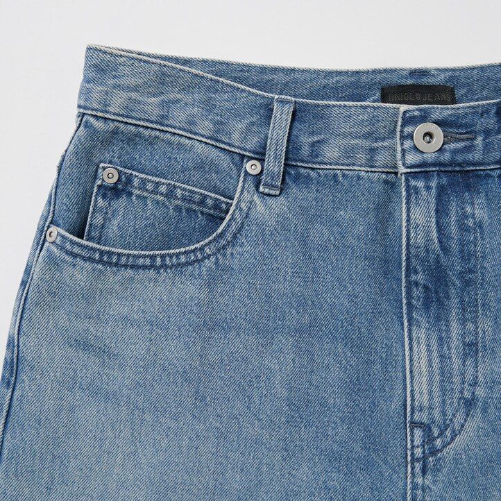 vaqueros uniqlo de pierna ancha y corte cónico para mujer color gris
