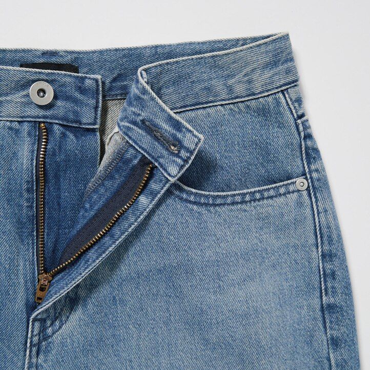 vaqueros uniqlo de pierna ancha y corte cónico para mujer color gris