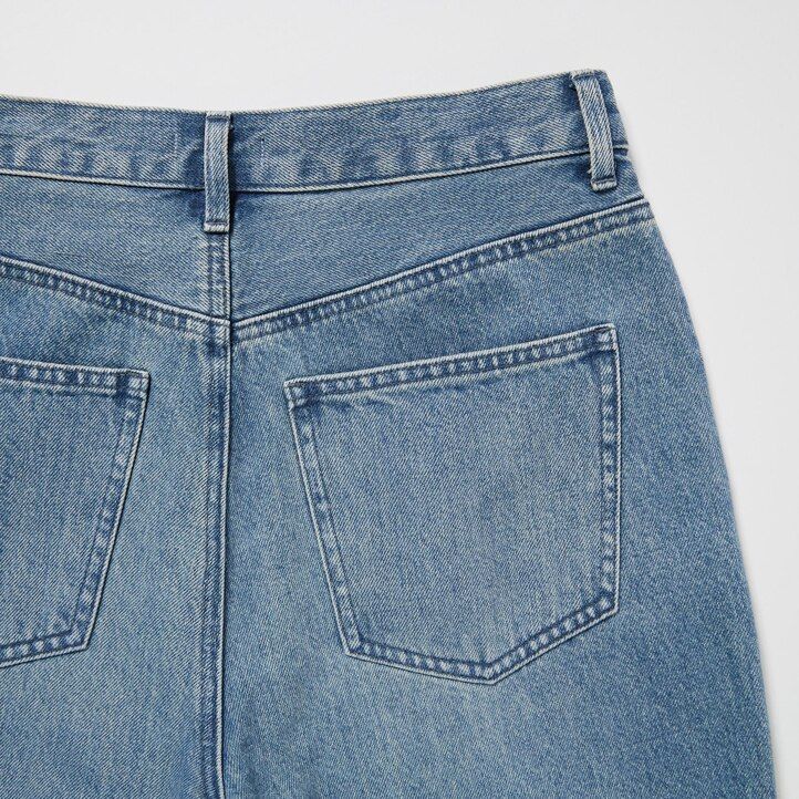 vaqueros uniqlo de pierna ancha y corte cónico para mujer color gris