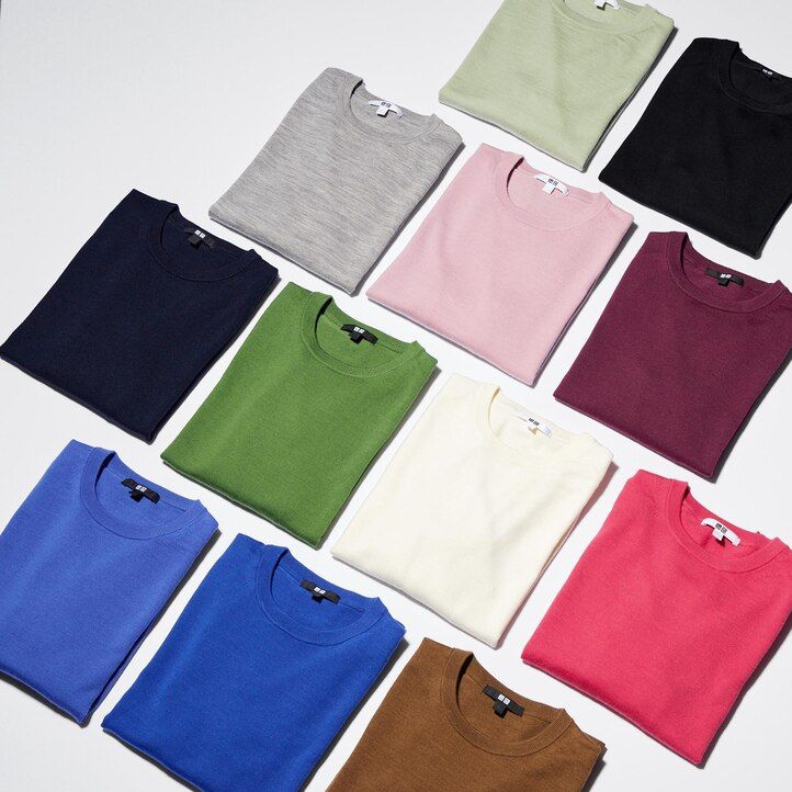 suéteres de cuello redondo uniqlo 100 merino extrafino para mujer color azul