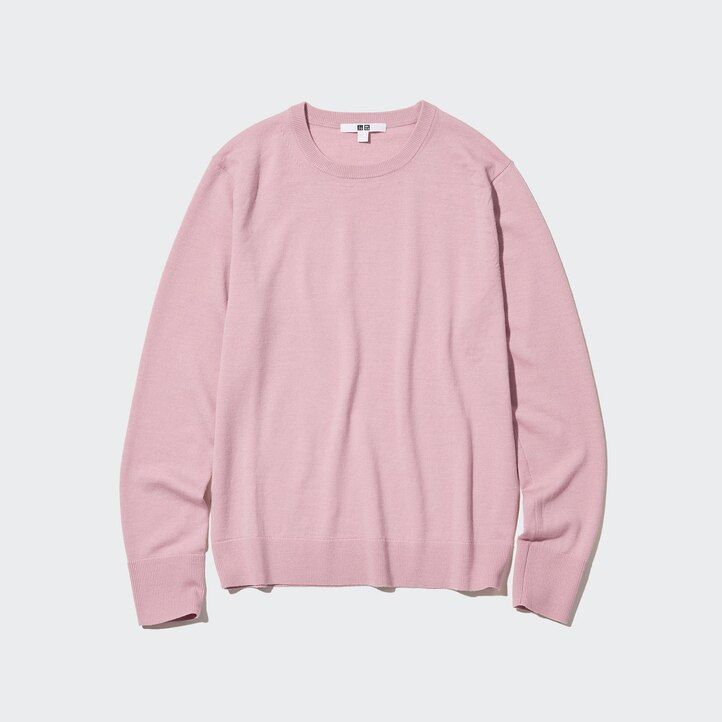 suéteres de cuello redondo uniqlo 100 merino extrafino para mujer color azul