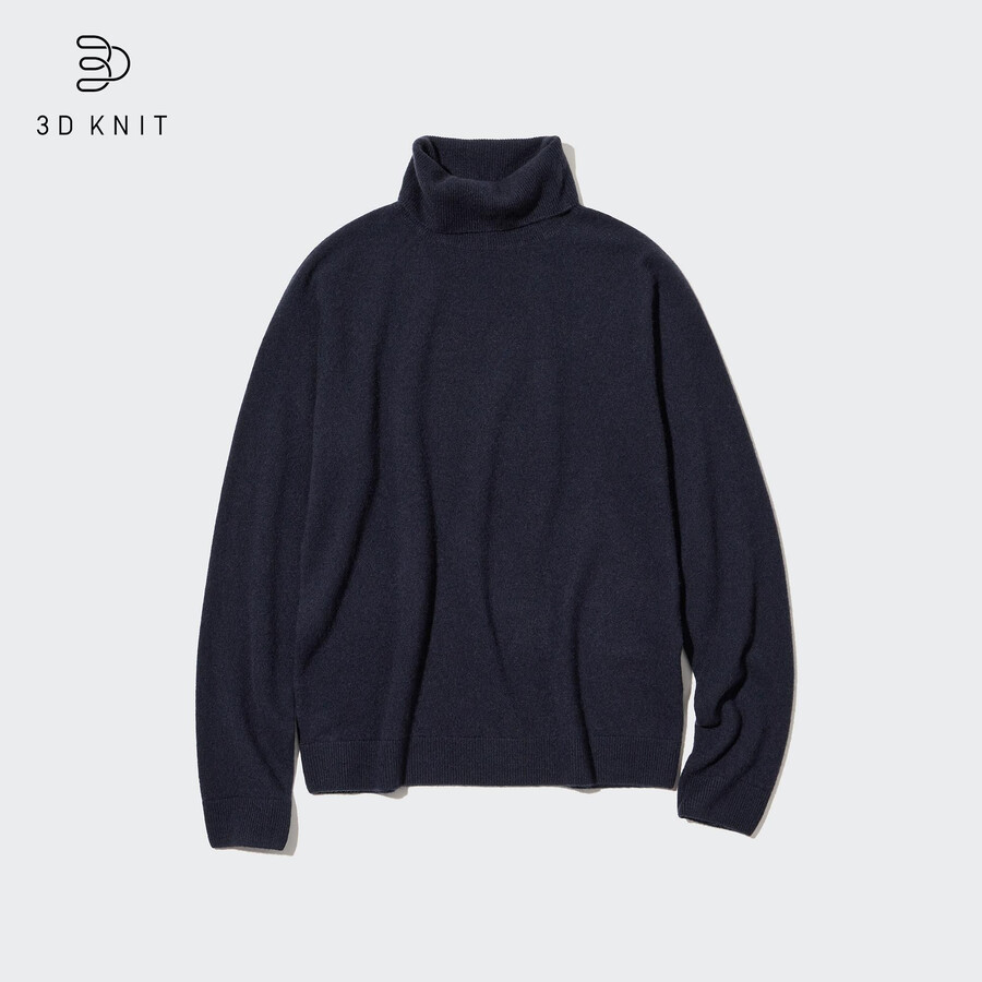 suéteres sin costuras de punto 3d uniqlo 100pctshmere para mujer color azul marino