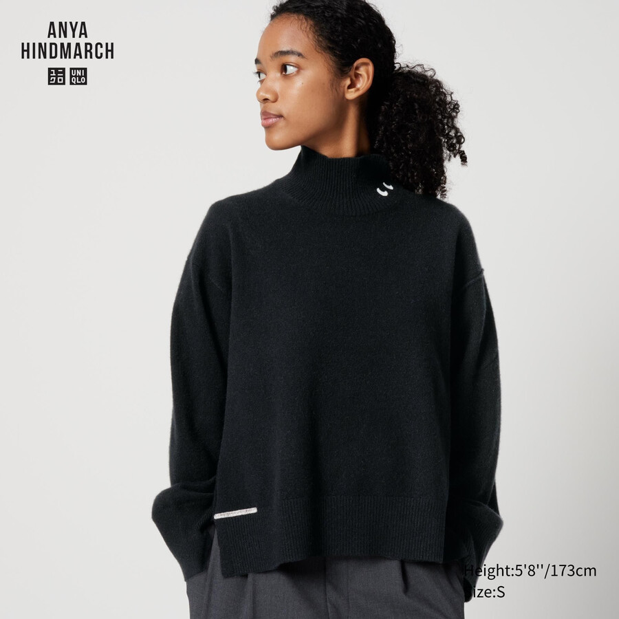 suéteres de cuello alto uniqlo 100pctshmere para mujer negros