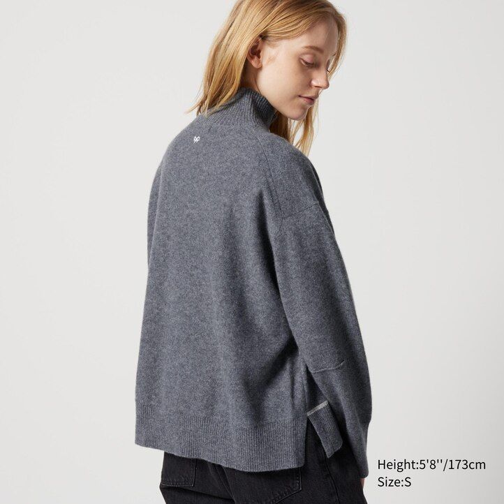 suéteres de cuello alto uniqlo 100pctshmere para mujer negros
