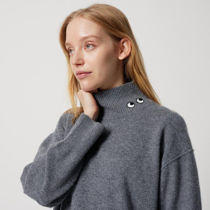 suéteres de cuello alto uniqlo 100pctshmere para mujer negros